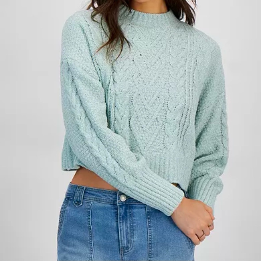 "Soft & Cozy" Chenille Heart Cable-Knit Mockneck
Sweater